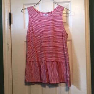 Coral and White Tank Top